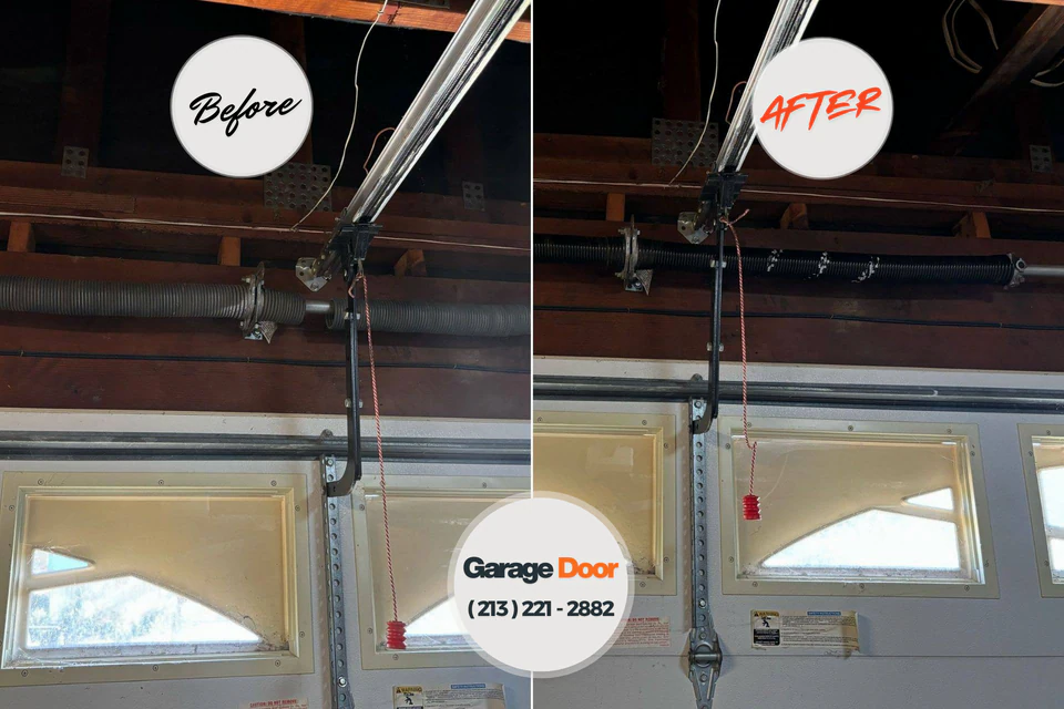 Before and after: garage door repair Brawley, CA
